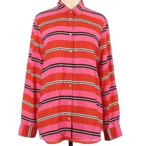 Banana Republic Striped Button Front Shirt L EUC